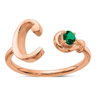 10K Rose Gold Letter C Ring