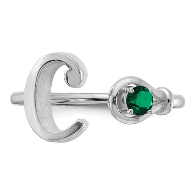 10K White Gold Letter C Ring – view 4