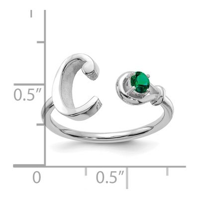 10K White Gold Letter C Ring – view 6