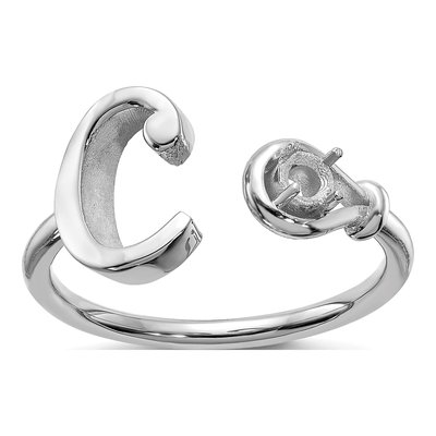 10K White Gold Letter C Ring – view 7