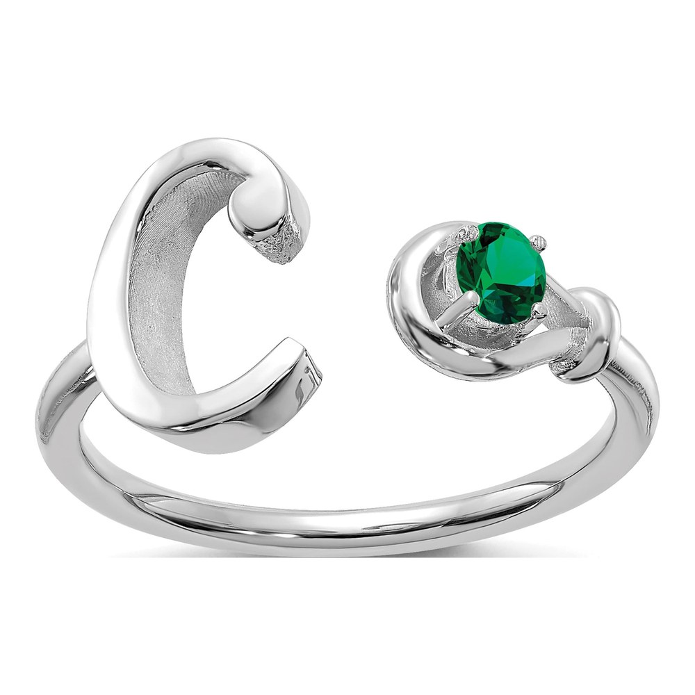 10K White Gold Letter C Ring