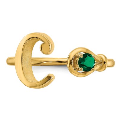 10K Yellow Gold Birthstone Letter C Ring – view 4