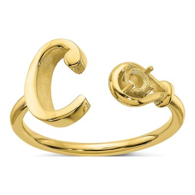 10K Yellow Gold Birthstone Letter C Ring – view 5