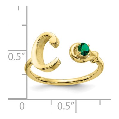 10K Yellow Gold Birthstone Letter C Ring – view 6