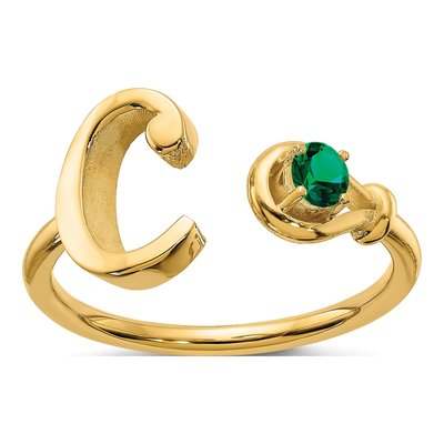 10K Yellow Gold Birthstone Letter C Ring