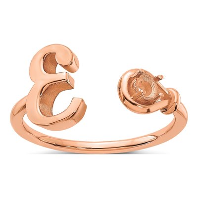 10K Rose Gold Letter E Ring – view 3