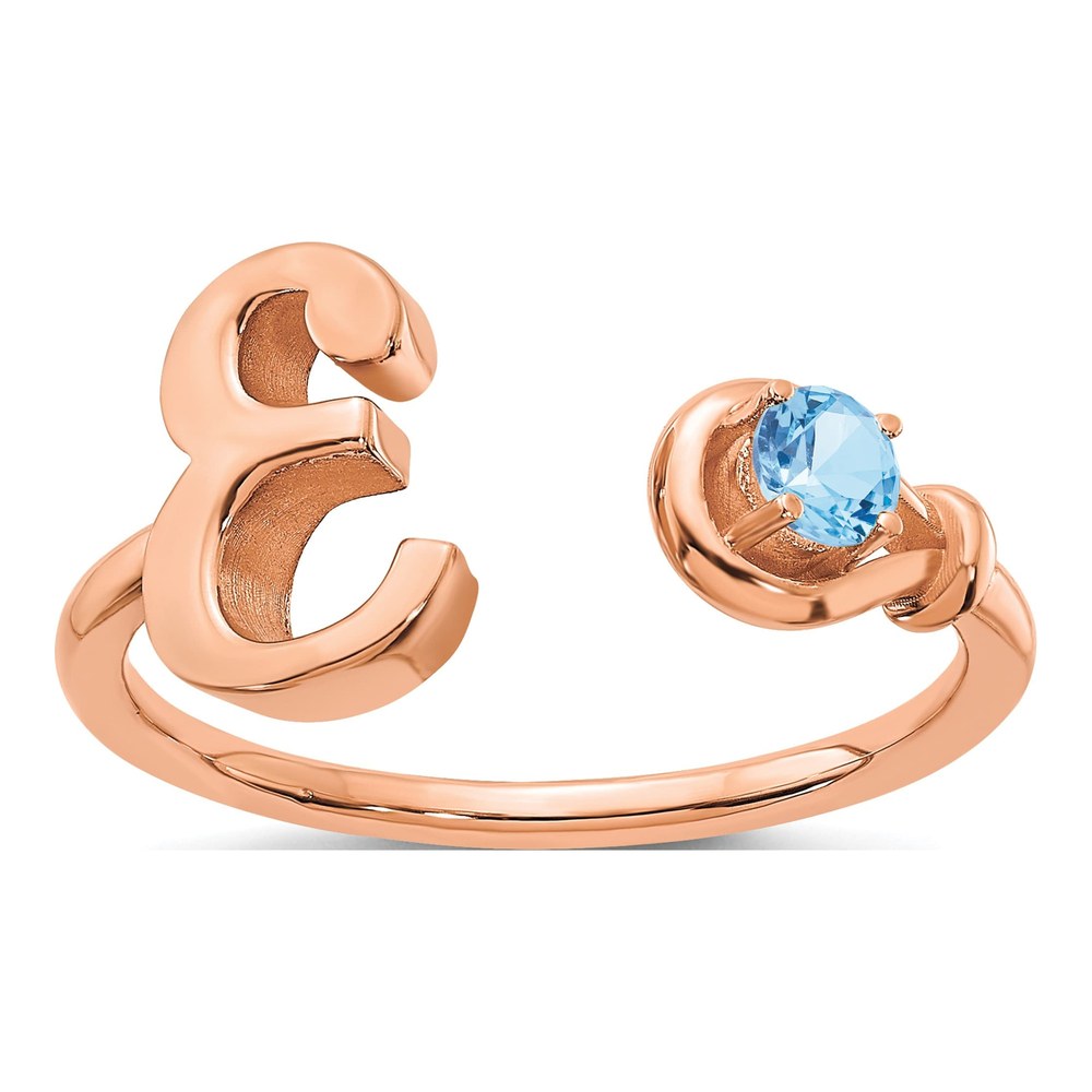 10K Rose Gold Letter E Ring