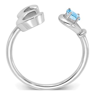 10K White Gold Letter E Ring – view 2
