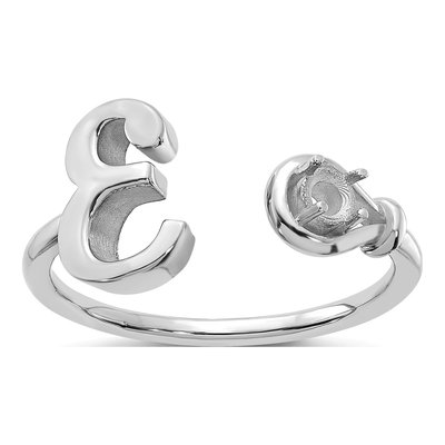 10K White Gold Letter E Ring – view 3