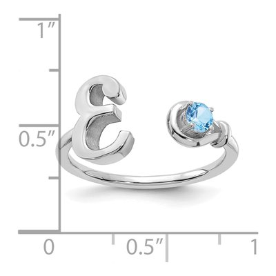 10K White Gold Letter E Ring – view 5