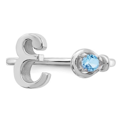 10K White Gold Letter E Ring – view 6