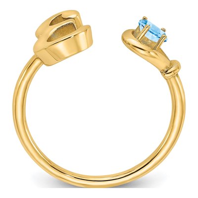 10K Yellow Gold Birthstone Letter E Ring – view 2