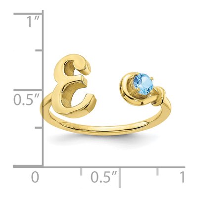 10K Yellow Gold Birthstone Letter E Ring – view 5