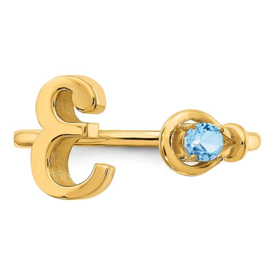 10K Yellow Gold Birthstone Letter E Ring – view 6