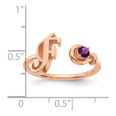 10K Rose Gold Birthstone Letter F Ring – view 5