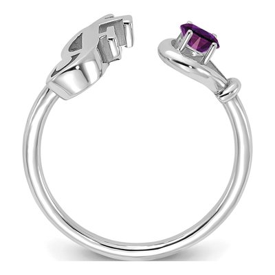 10K White Gold Letter F Ring – view 2