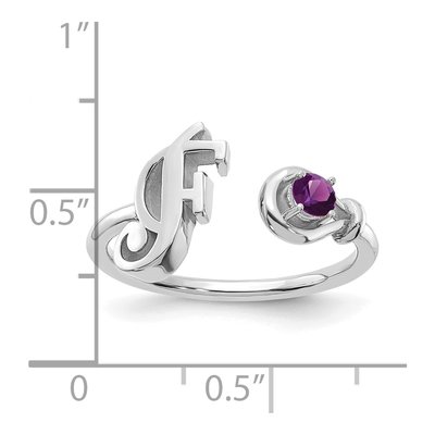 10K White Gold Letter F Ring – view 5