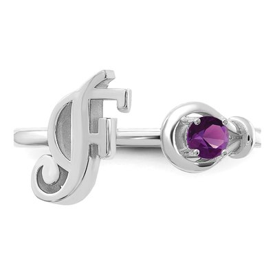 10K White Gold Letter F Ring – view 6