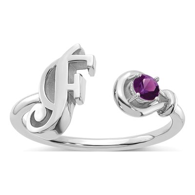 10K White Gold Letter F Ring