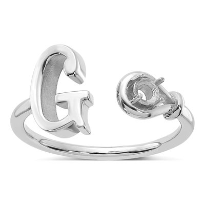 10K White Gold Letter G Ring – view 3