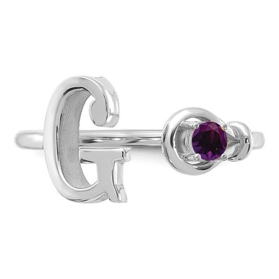 10K White Gold Letter G Ring – view 5