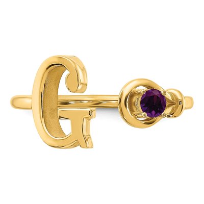 10K Yellow Gold Birthstone Letter G Ring – view 5