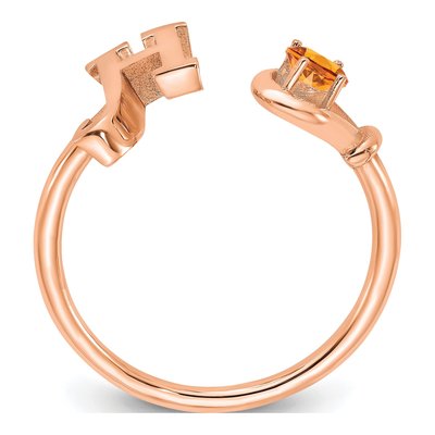 10K Rose Gold Birthstone Letter H Ring – view 2