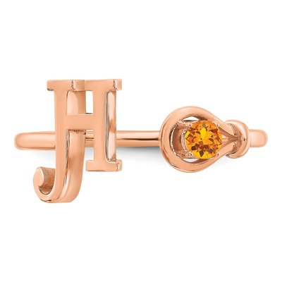 10K Rose Gold Birthstone Letter H Ring – view 5