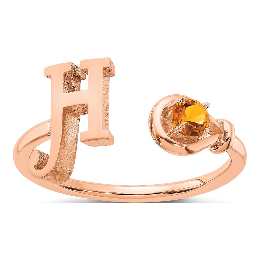 Rose-Plated Letter H Birthstone Ring