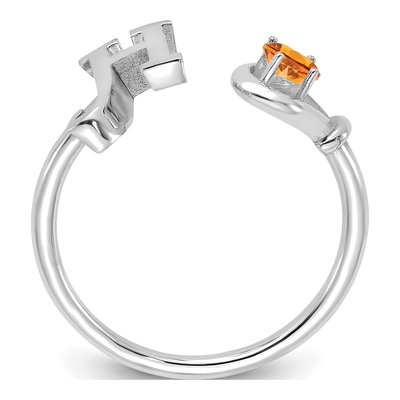 10K White Gold Letter H Ring – view 2