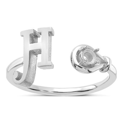 10K White Gold Letter H Ring – view 3