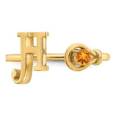 10K Yellow Gold Birthstone Letter H Ring – view 5