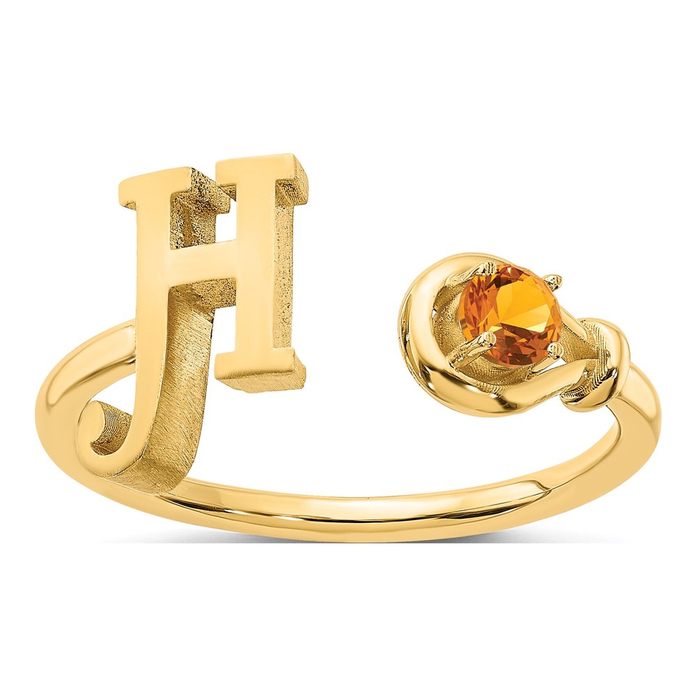 10K Yellow Gold Birthstone Letter H Ring