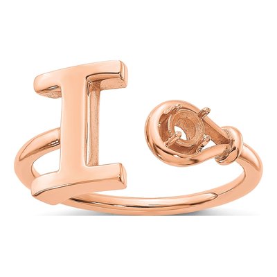 10K Rose Gold Letter I Ring – view 3