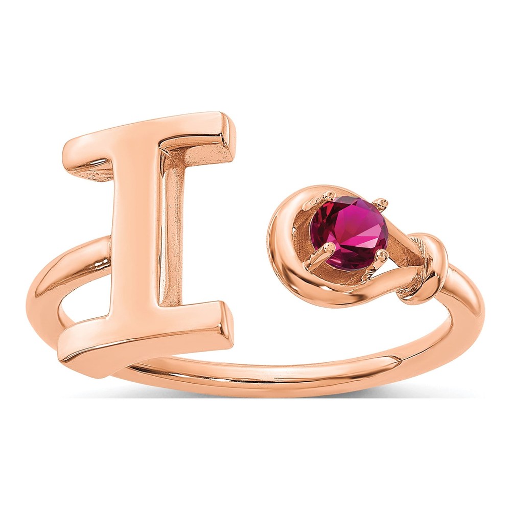 10K Rose Gold Letter I Ring