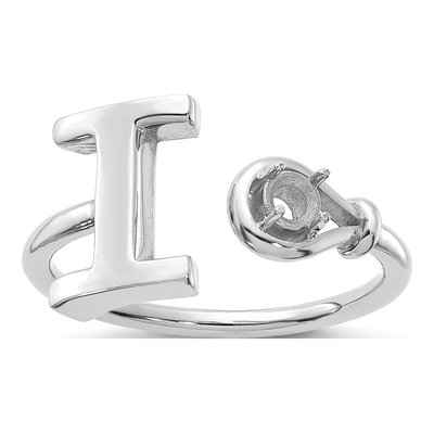 10K White Gold Letter I Ring – view 3