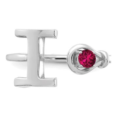 10K White Gold Letter I Ring – view 5