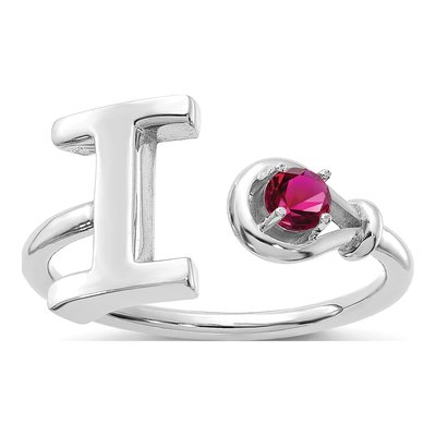 10K White Gold Letter I Ring