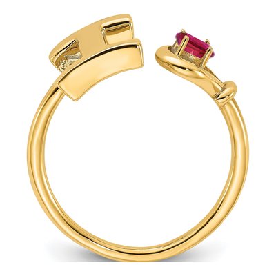 10K Yellow Gold Letter I Birthstone Ring – view 2