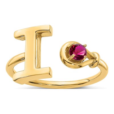 10K Yellow Gold Letter I Birthstone Ring