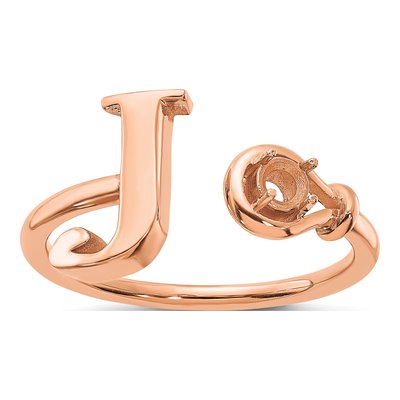 10K Rose Gold Letter J Ring – view 3
