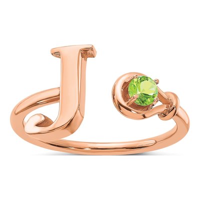10K Rose Gold Letter J Ring