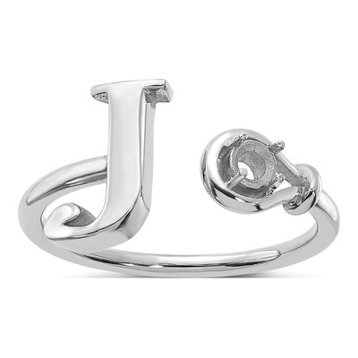 10K White Gold Letter J Ring – view 3