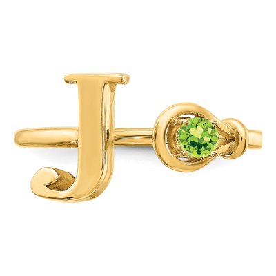 10K Yellow Gold Birthstone Letter J Ring – view 5