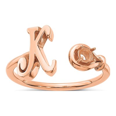 10K Rose Gold Letter K Ring – view 3