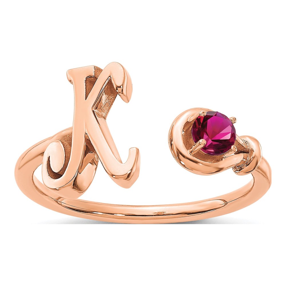 10K Rose Gold Letter K Ring