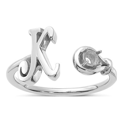 10K White Gold Letter K Ring – view 3