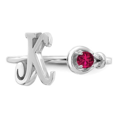 10K White Gold Letter K Ring – view 5
