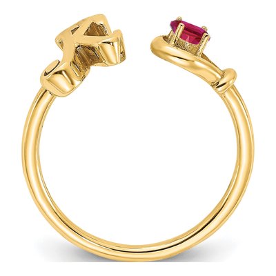 10K Yellow Gold Birthstone Letter K Ring – view 2