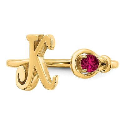 10K Yellow Gold Birthstone Letter K Ring – view 5